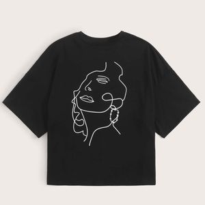 Black & white face graphic tee